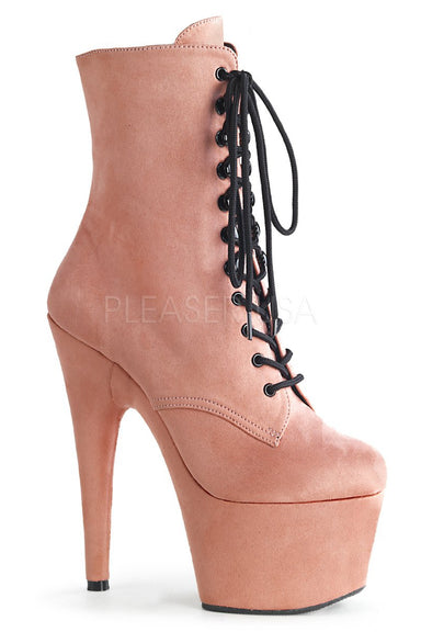 Pleaser USA Adore-1020FS Faux Suede 7Inch Pleaser Boots - Baby Pink-Pleaser USA-Redneck buddy