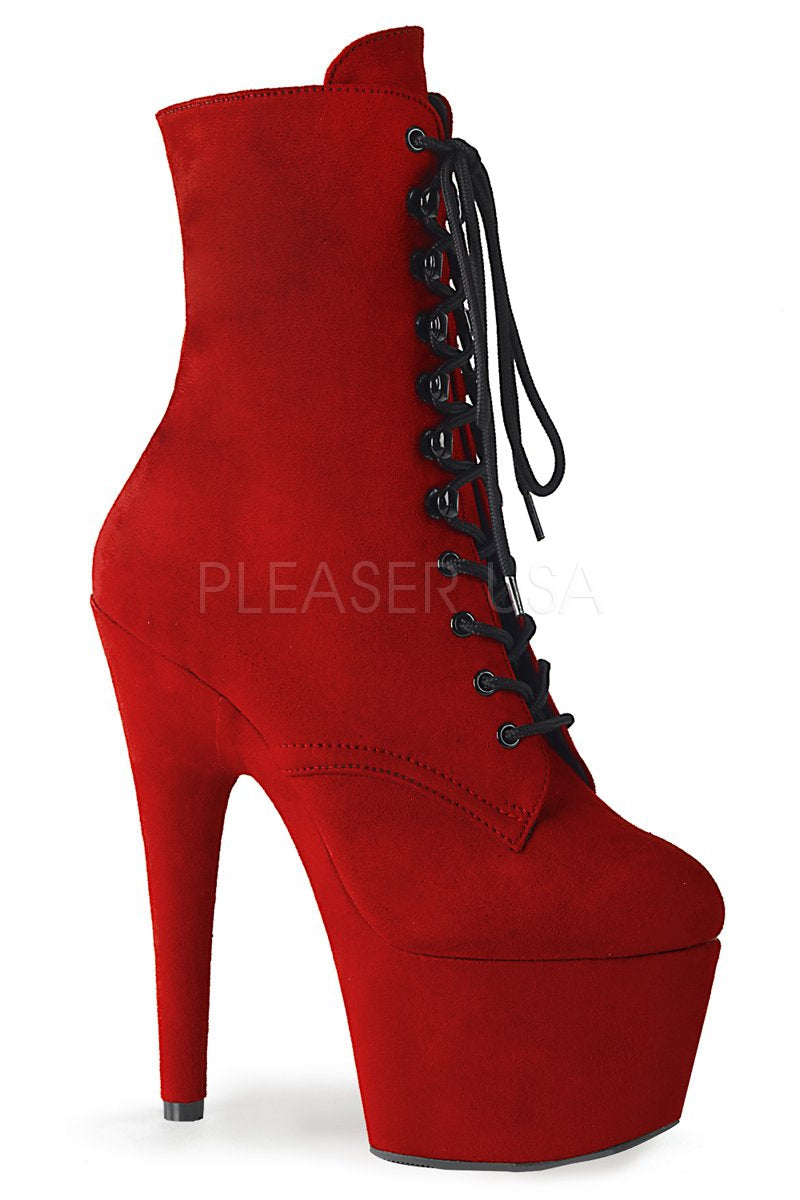 Pleaser USA Adore-1020FS Faux Suede 7Inch Pleaser Boots - Red-Pleaser USA-Redneck buddy