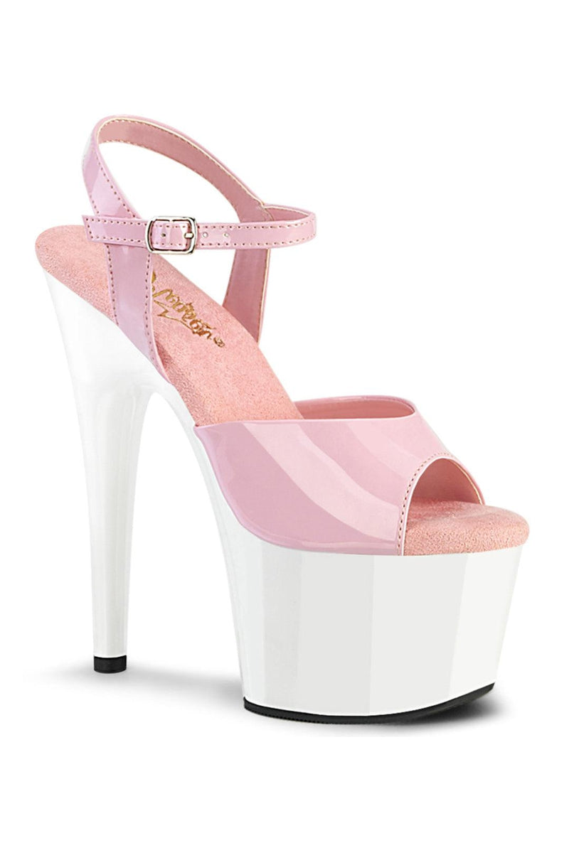 Pleaser USA Adore-709 7inch Pleasers - Patent Baby Pink/White-Pleaser USA-Redneck buddy