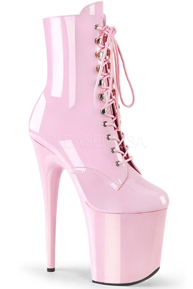 Pleaser USA Flamingo-1020 8inch Pleaser Boots - Patent Baby Pink-Pleaser USA-Redneck buddy