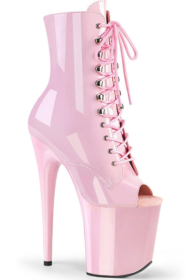Pleaser USA Flamingo-1021 8inch Pleaser Peep toe Boots - Patent Baby Pink-Pleaser USA-Redneck buddy