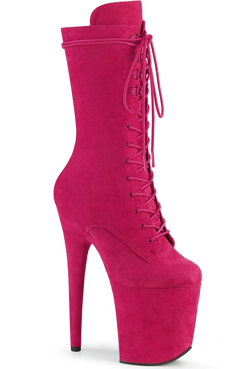 Pleaser USA Flamingo-1050FS Faux Suede 8inch Pleaser Boots - Hot Pink-Pleaser USA-Redneck buddy