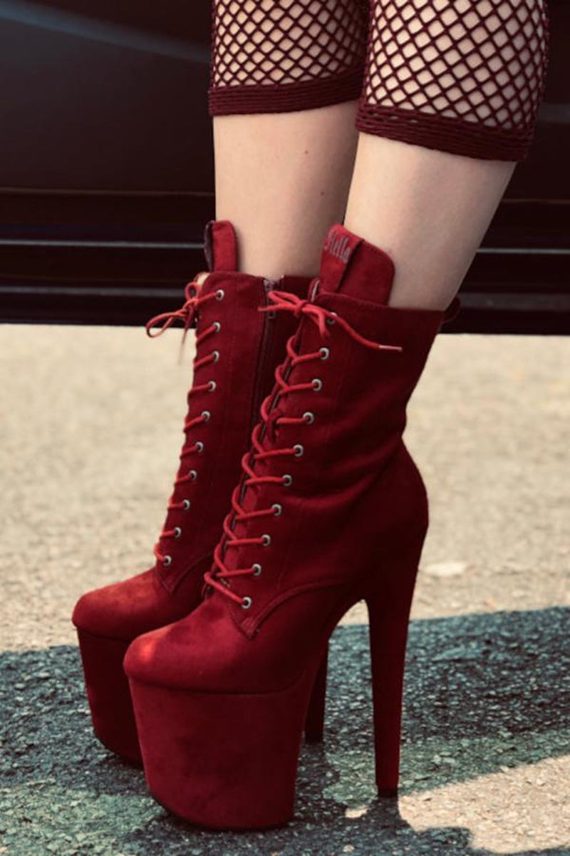 Hella Heels BabyDoll 8inch Boots - Dark Red-Hella Heels-Redneck buddy
