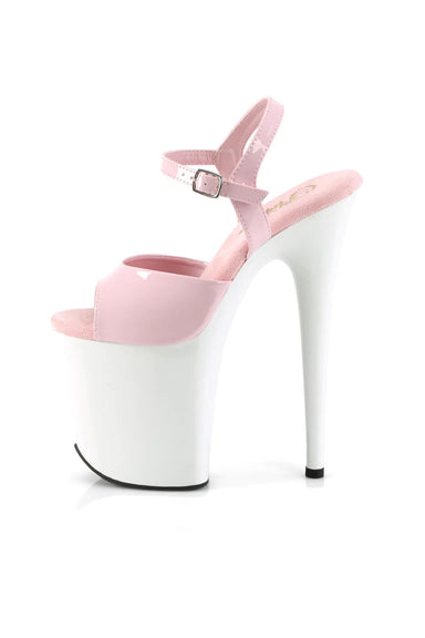 Pleaser USA Flamingo-809 8inch Pleasers - Patent Baby Pink/White-Pleaser USA-Redneck buddy
