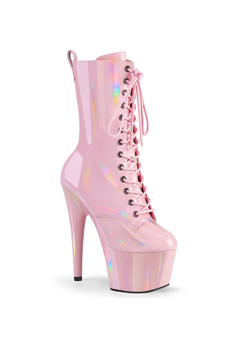 Pleaser USA Adore-1040WR 7inch Pleaser Boots - Holographic Baby Pink-Pleaser USA-Redneck buddy