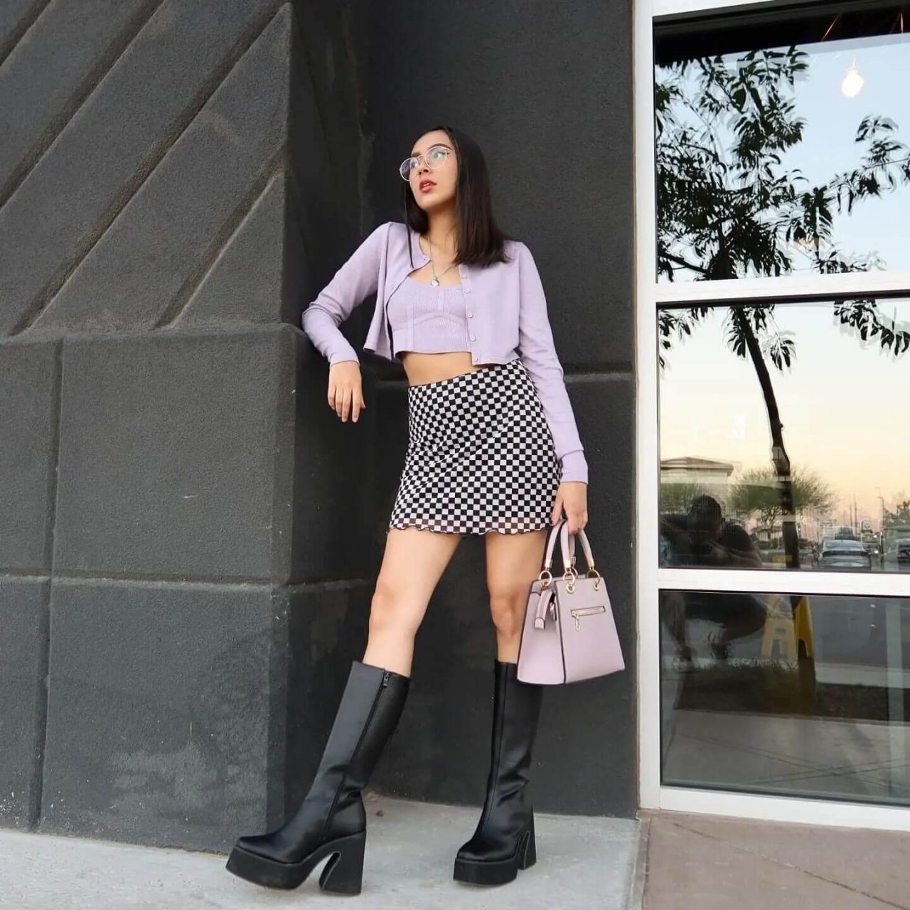 Combination Of Platform Boots With A Skirt 