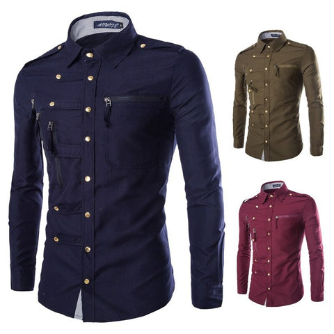 Shirts Button-Down Clothing Men Men Patchwork Color Single Breasting