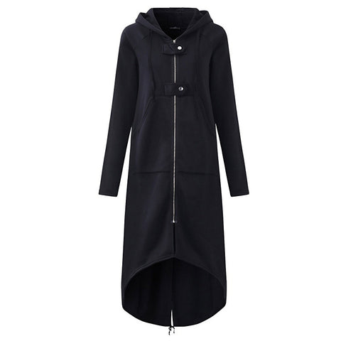 Women's corduroy trench coat in alternative fashion with zippers.