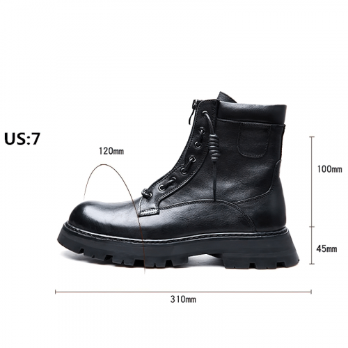 Alternative Style Black Short Boots For Men / Fashion Genuine Leather Soft Shoes with Lace-Up