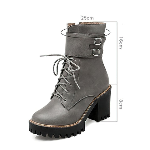 Autumn-Winter Motorcycle Women's Boots - Alternative Fashion.