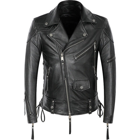 Leather Biker Jacket - Biker/Rock style.