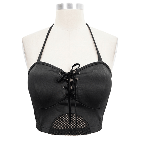 WOMEN'S BLACK BIKINI TOP WITH LACE-UP - GOTHIC SEXY CLOTH.