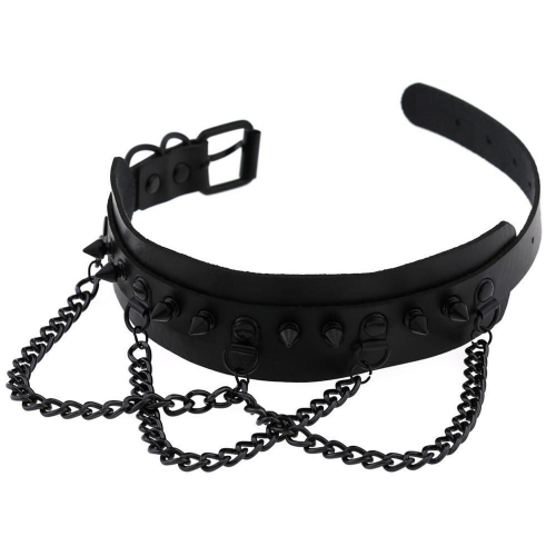 Men Punk Black Spiked Choker Punk Collar Spike pu Leather witch cosplay  Women Necklace goth chocker Gothic Accessories jewelry