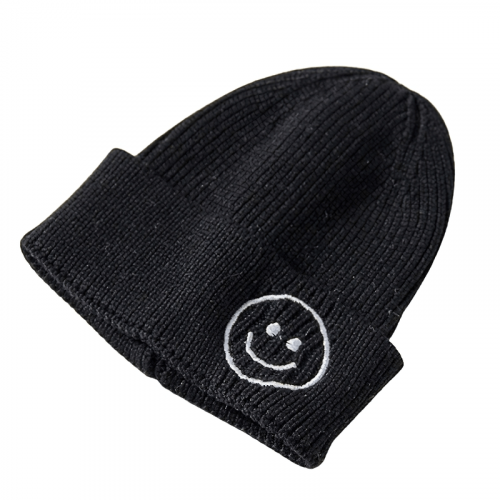Chapeau tricoté décontracté Smiley Face / Chapeaux chauds de couleur unie pour hommes et femmes