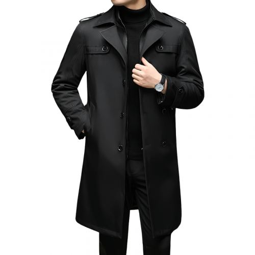 Trench coupe-vent décontracté pour hommes / mode col rabattu solide manteau masculin