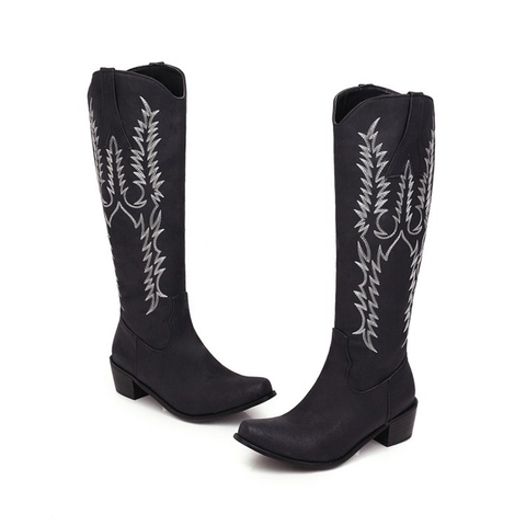 Classic Knee-High Boots With Mid Heels - Trendy Footwear.