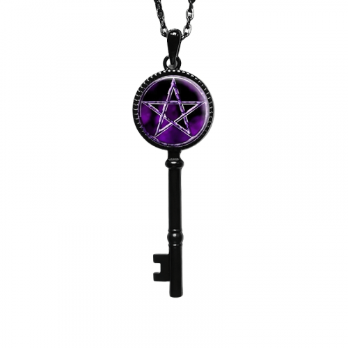 Collier classique Solomon Magic Key / Chaîne unisexe avec pentagramme / Bijoux païens gothiques