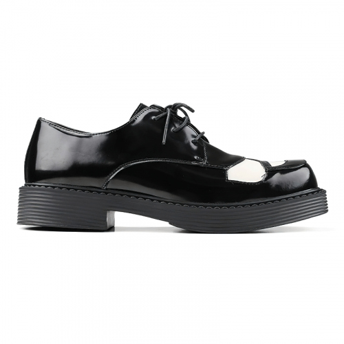 Oxfords classiques à bout carré noir et blanc / chaussures rétro à lacets pour hommes