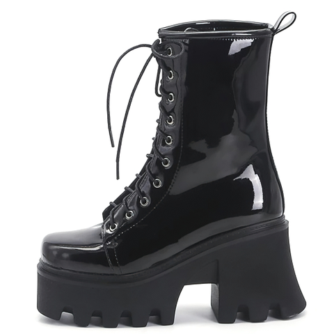 WOMEN'S PU PATENT LEATHER BOOTS - GOTHIC STYLISH SHOES.
