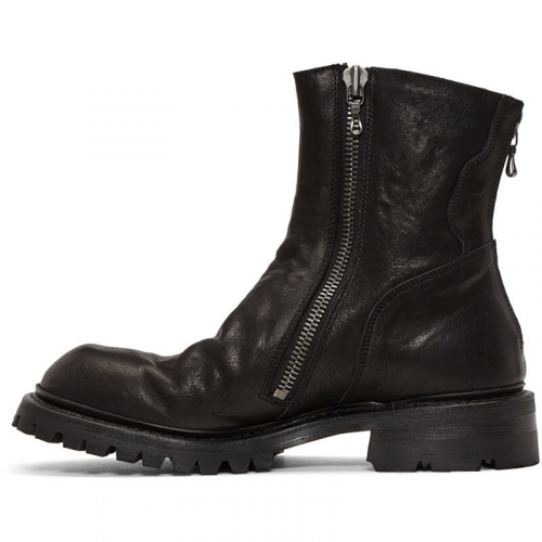 Bottes de moto pour hommes à double fermeture éclair / Chaussures en cuir pour hommes à la mode / Bottes confortables décontractées