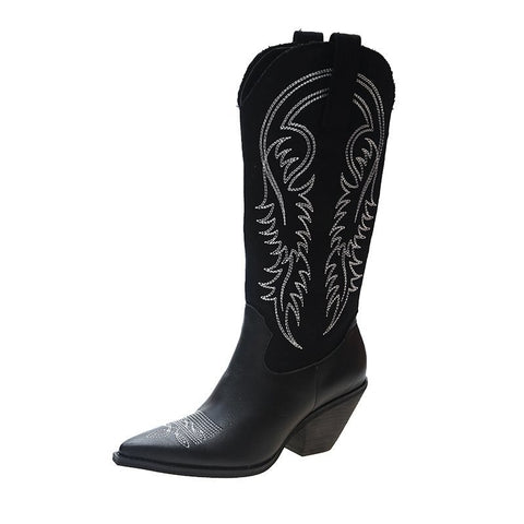Leather Women's Cowboy Boots - Trendy Footwear.