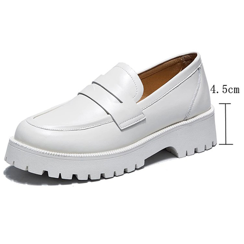FEMALE GENUINE LEATHER LOAFERS - TRENDY CASUAL SHOES.