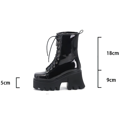WOMEN'S LEATHER PLATFORM BOOTS - PRACTICAL CASUAL SHOES.