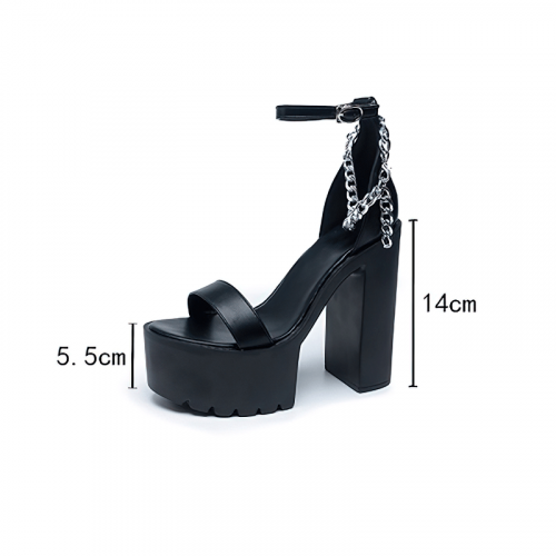 Modische High-Heels-Sandalen mit Metallkette/offener Spitze, sexy Sandalen für Damen