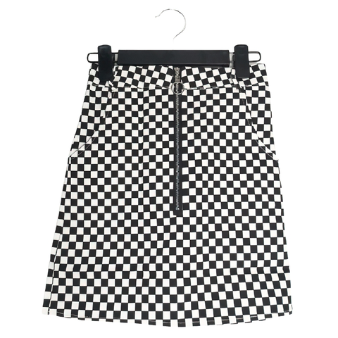 Fashion High Waist Plaid Skirt / Punk Style Female Mini Skirt