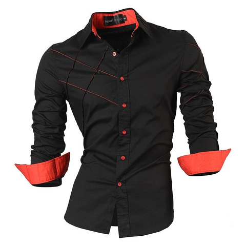 Men's Slim Fit Long-Sleeved Shirt - Casual Style Cloth.