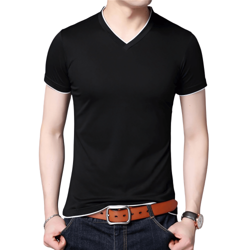 T-shirt à manches courtes en coton pour homme à la mode / T-shirts décontractés élégants à col en V pour hommes
