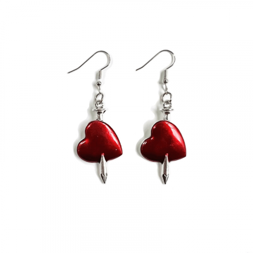 Fashion One Arrow Pierced Red Heart Earrings / Gothic Style Women's Earrings