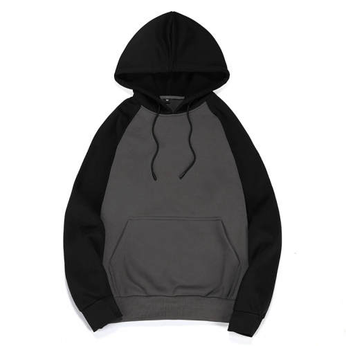 Fashion Patchwork Fleece Hoodies with Pockets / Alternative Style Male Hoodies