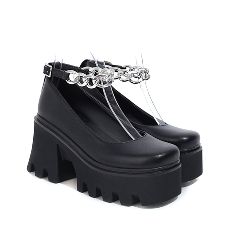 Women's Shoes With Chain And Square Heels - Fashion Casual Shoes.