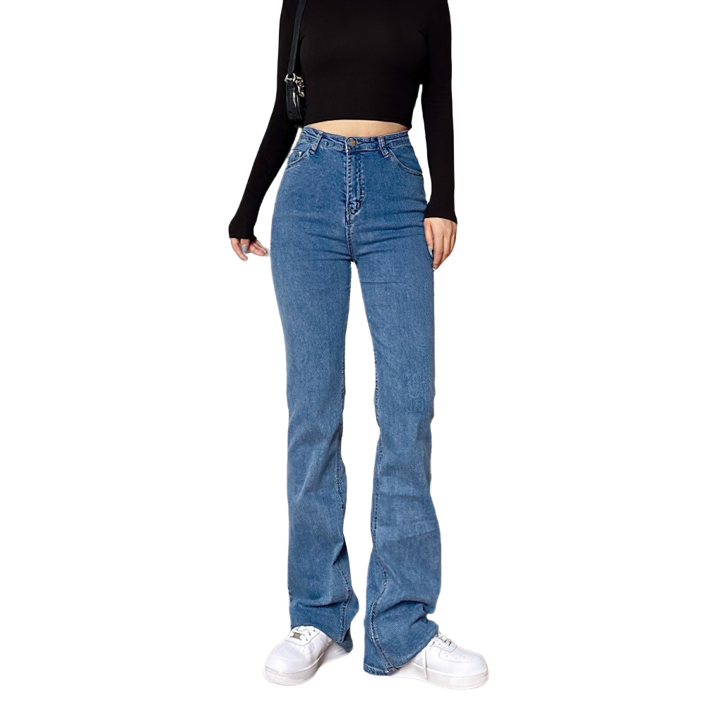 Mode Femme Baggy Mom Jeans larges / Pantalon droit stretch cool avec poches - HARD'N'HEAVY