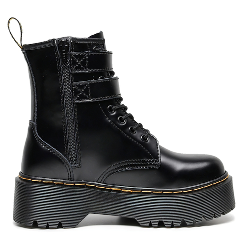 WOMEN'S BLACK PU LEATHER BOOTS - CASUAL COMFY SHOES.