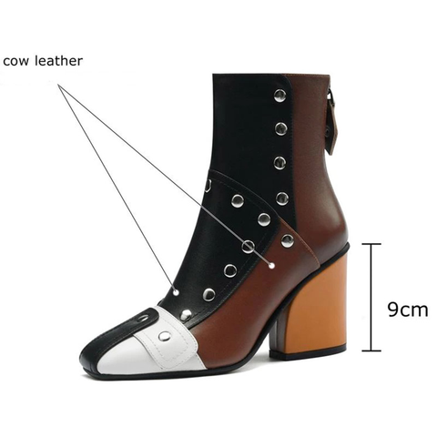 WOMEN'S LEATHER BOOTS - MULTICOLOUR CASUAL SHOES.