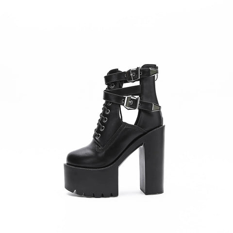 Black Platform Ankle Boots - Rocker Outfits.