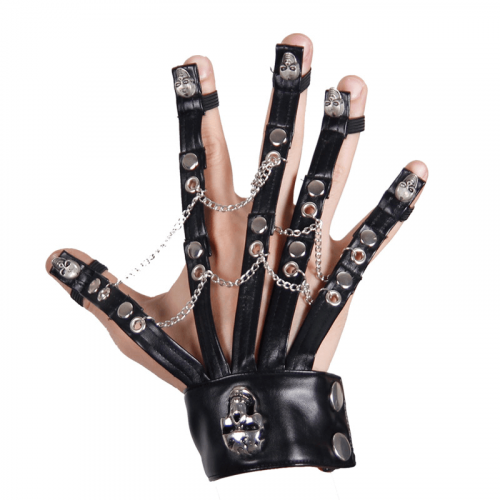 Gant de main droite en faux cuir pour hommes gothique punk avec crânes / accessoires de mode alternatifs