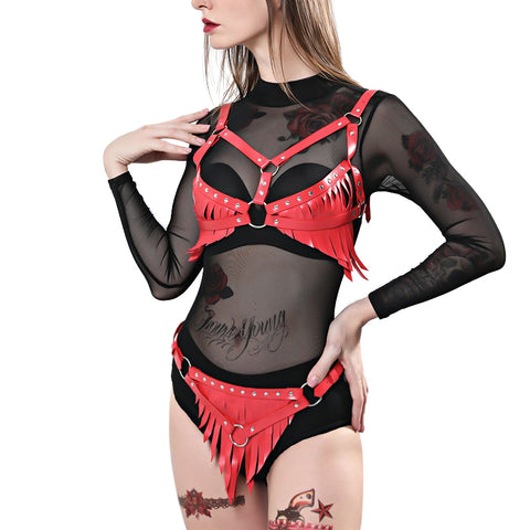 Gothic Rave Outfits Accessories for Women / Leather Body Harness