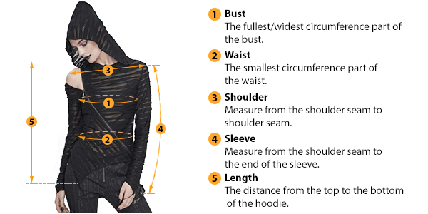 how to measure female hoodie size