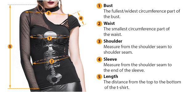 how to measure female t-shirt size