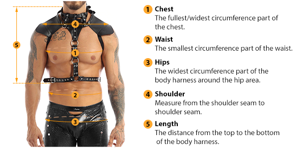 how to measure male body harness size