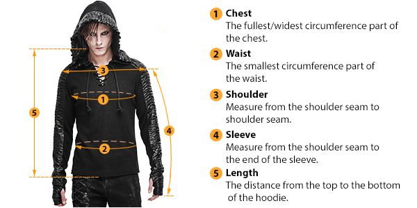how to measure male hoodie size