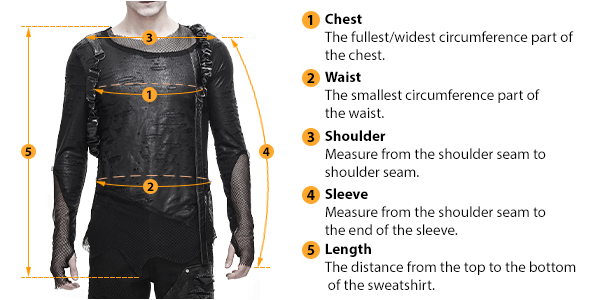 how to measure male sweatshirt size