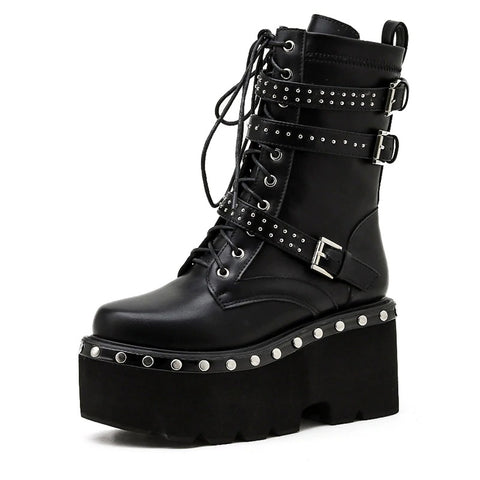 Women Punk Boots - Women Chunky Boots.