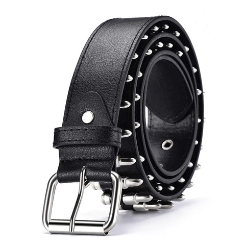 Leather Belt With Bullet Rivets - Rock Accessories.