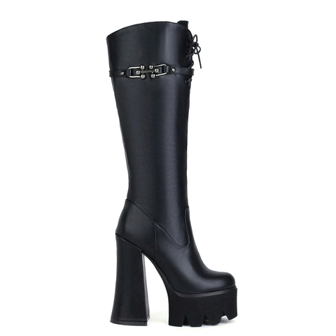 WOMEN'S BLACK HIGH HEELS BOOTS - GOTHIC STYLE SHOES.