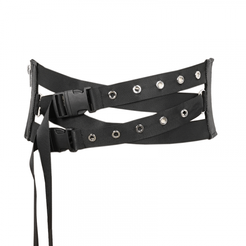 Male Punk Eyelet Buckled Decussate Belt / Alternative Style Accessories for Men