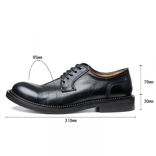 Chaussures en cuir élégantes rétro pour hommes / Richelieus à bout rond à lacets doux / Chaussures décontractées pour hommes